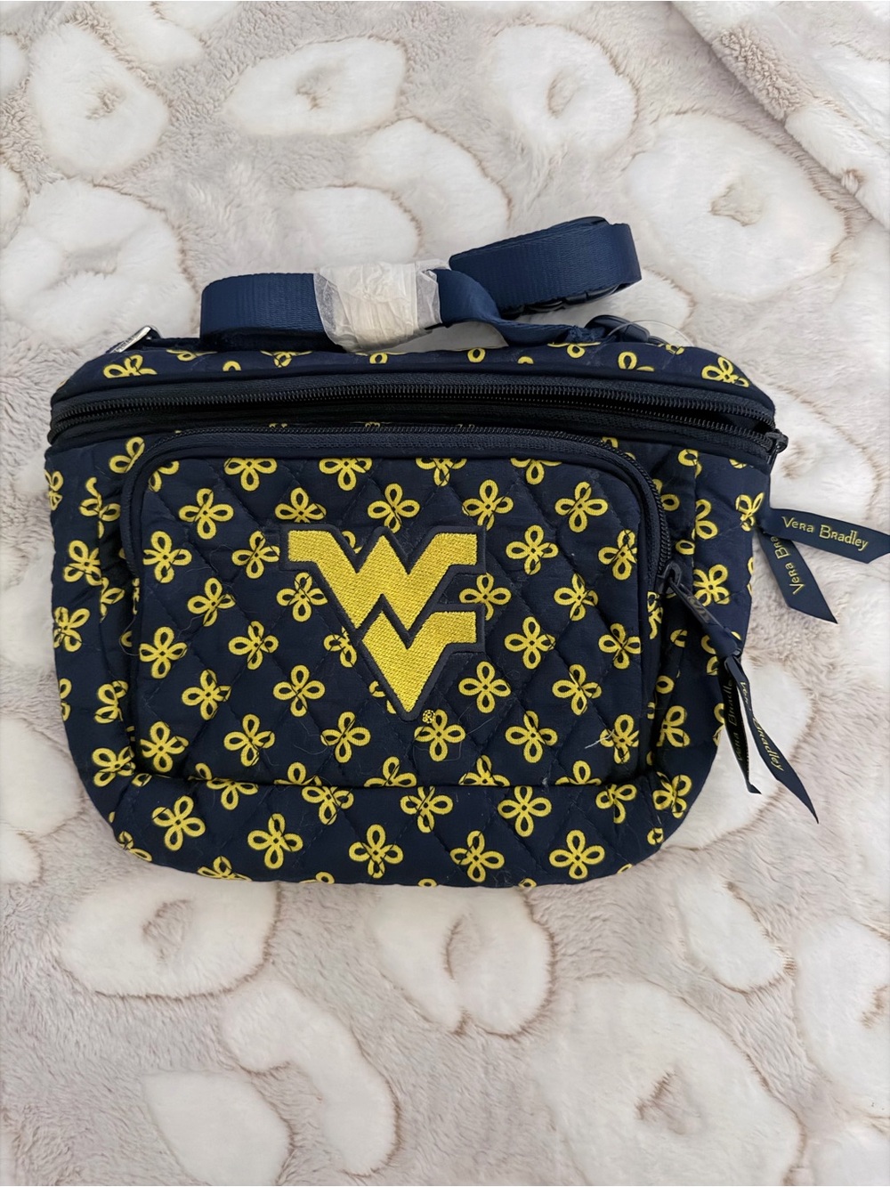 Vera Bradley Navy Quilted Crossbody with Yellow WV Logo
